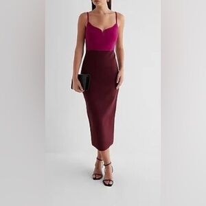 Express Medium Cocktail dress Body Contour Pink Purple Color Block